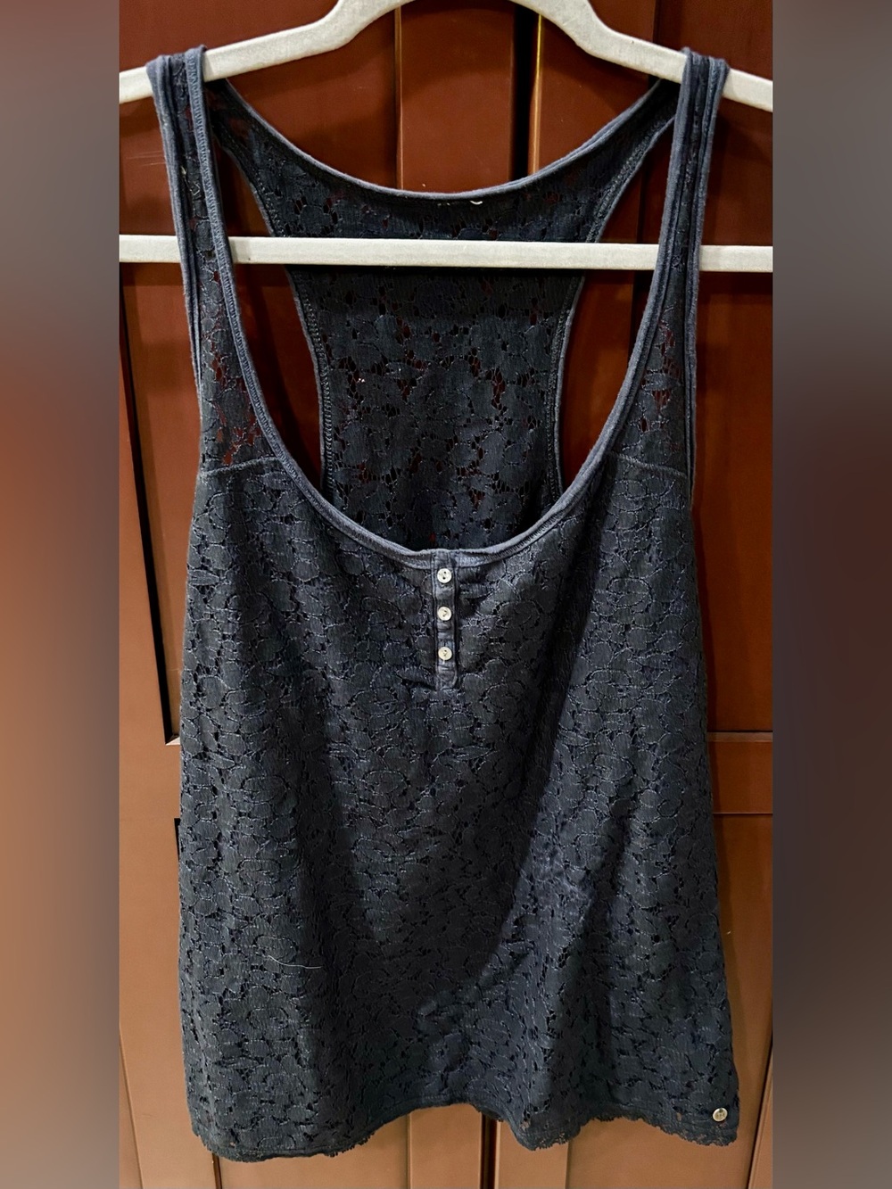 Abercrombie & Fitch Y2K Navy Blue Lace Racerback Camisole Size L
